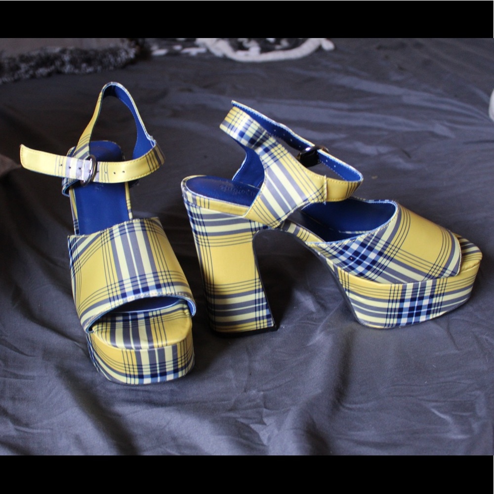 Dolls kill plaid platform heels